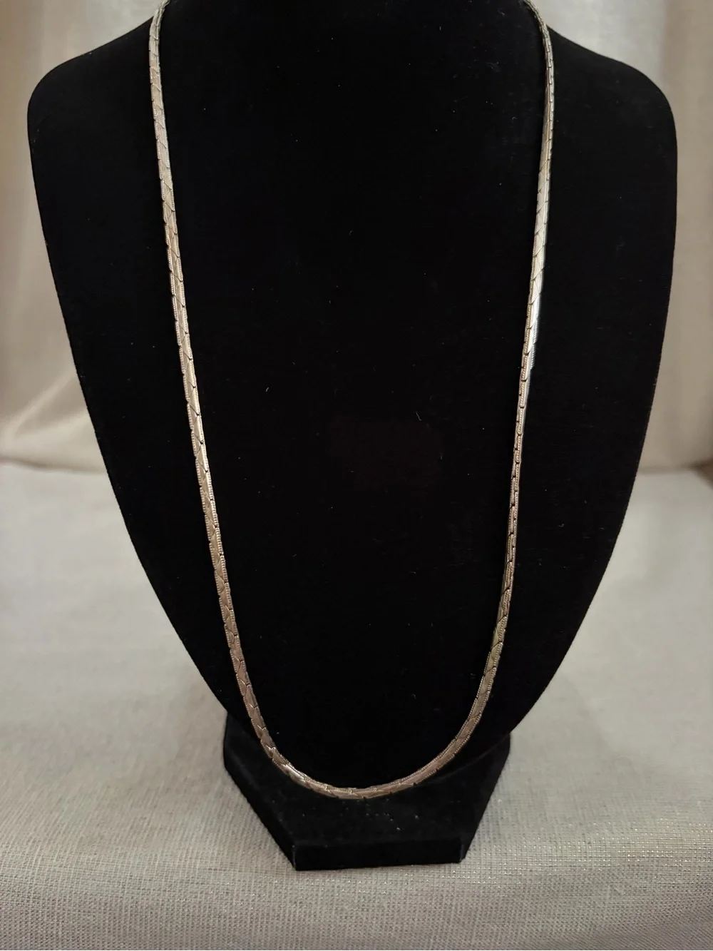 Classic Silver-Tone Flat Herringbone Necklace - Women Jewelry